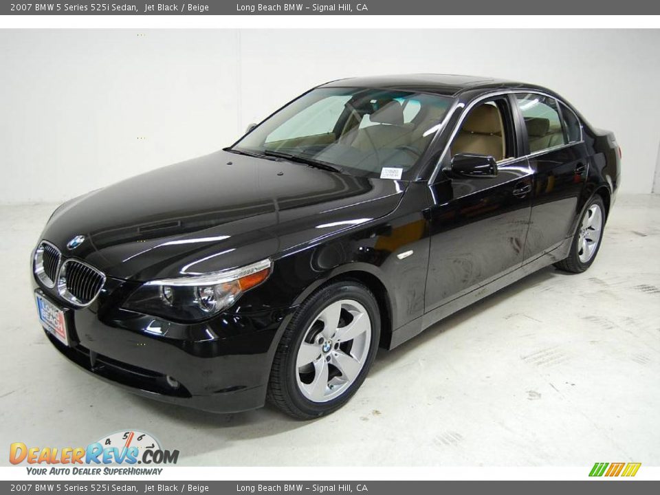2007 BMW 5 Series 525i Sedan Jet Black / Beige Photo #12