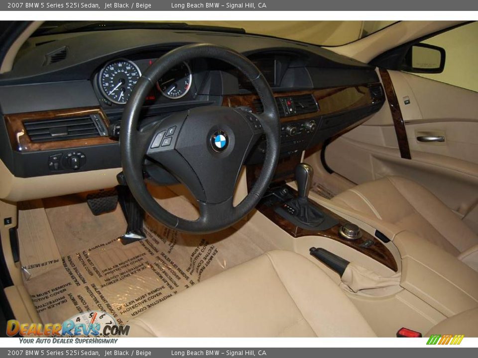 2007 BMW 5 Series 525i Sedan Jet Black / Beige Photo #19