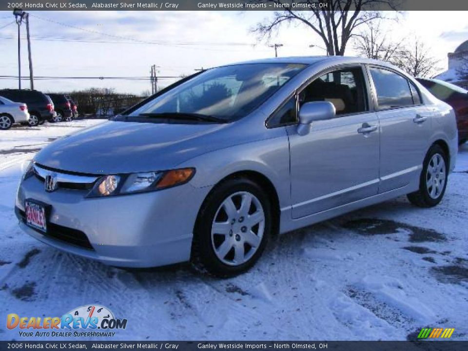 2006 Honda Civic LX Sedan Alabaster Silver Metallic / Gray Photo #1