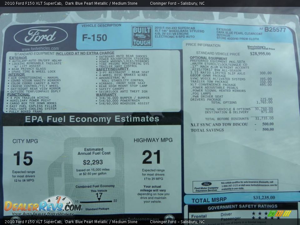 2010 Ford F150 XLT SuperCab Dark Blue Pearl Metallic / Medium Stone Photo #14
