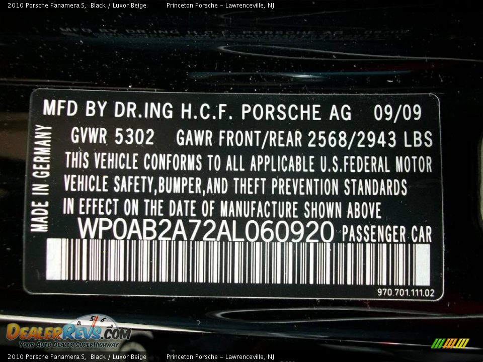 2010 Porsche Panamera S Black / Luxor Beige Photo #32