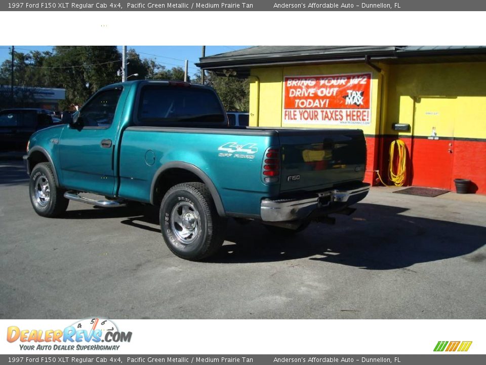 1997 Ford F150 XLT Regular Cab 4x4 Pacific Green Metallic / Medium Prairie Tan Photo #4