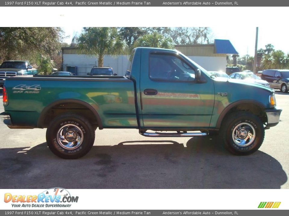 1997 Ford F150 XLT Regular Cab 4x4 Pacific Green Metallic / Medium Prairie Tan Photo #7