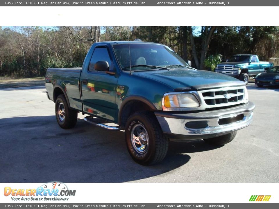 1997 Ford F150 XLT Regular Cab 4x4 Pacific Green Metallic / Medium Prairie Tan Photo #8
