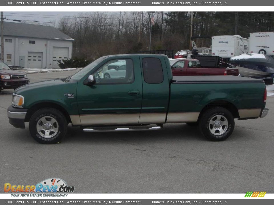 2000 Ford F150 XLT Extended Cab Amazon Green Metallic / Medium Parchment Photo #2