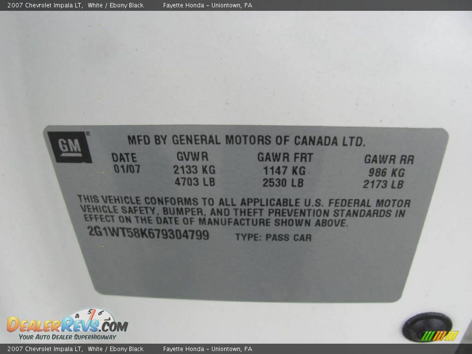 2007 Chevrolet Impala LT White / Ebony Black Photo #20