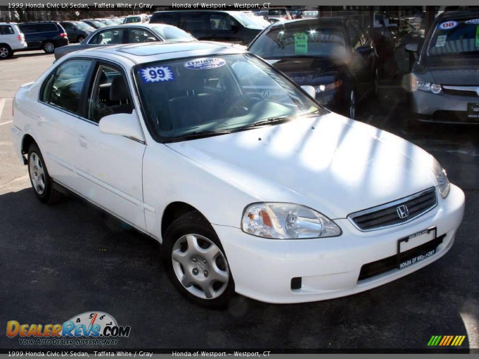 1999 Honda Civic LX Sedan Taffeta White / Gray Photo #1