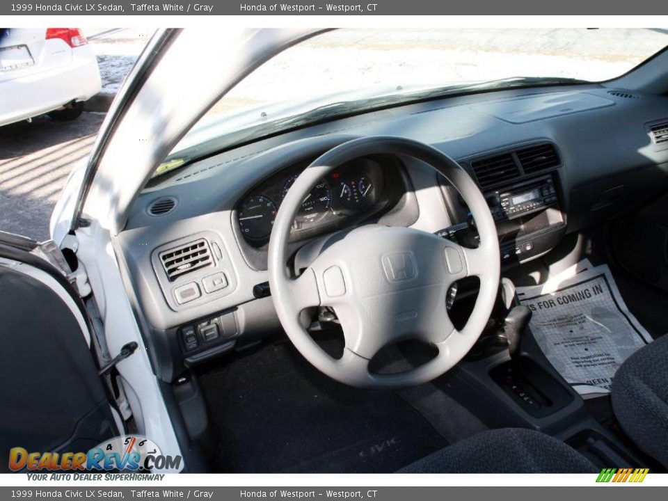 1999 Honda Civic LX Sedan Taffeta White / Gray Photo #9