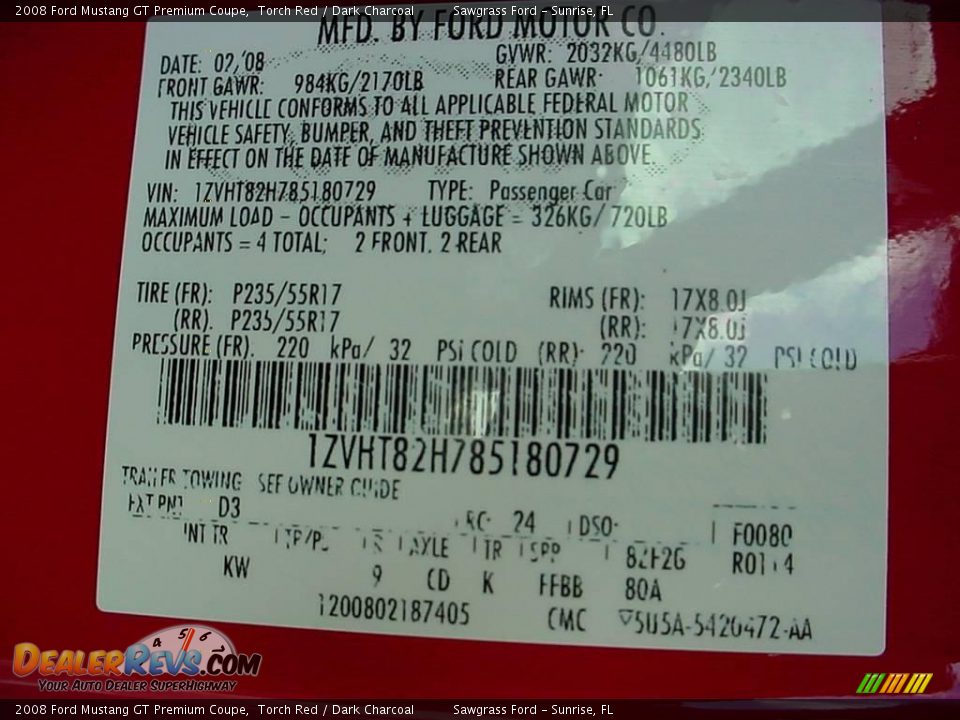 2008 Ford Mustang GT Premium Coupe Torch Red / Dark Charcoal Photo #17
