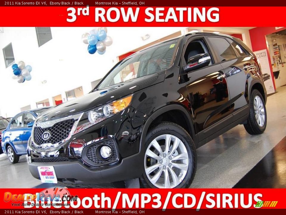 2011 Kia Sorento EX V6 Ebony Black / Black Photo #1