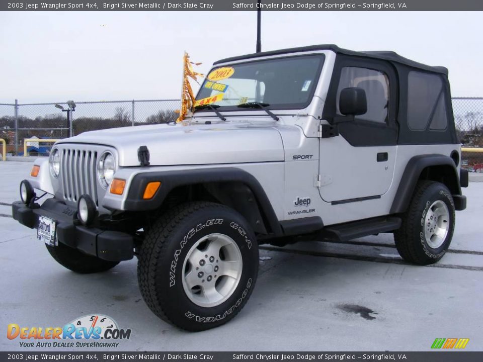 2003 Jeep Wrangler Sport 4x4 Bright Silver Metallic / Dark Slate Gray Photo #1