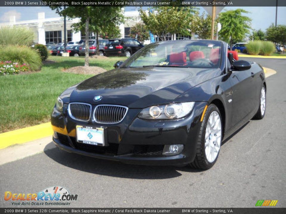 2009 BMW 3 Series 328i Convertible Black Sapphire Metallic / Coral Red/Black Dakota Leather Photo #1