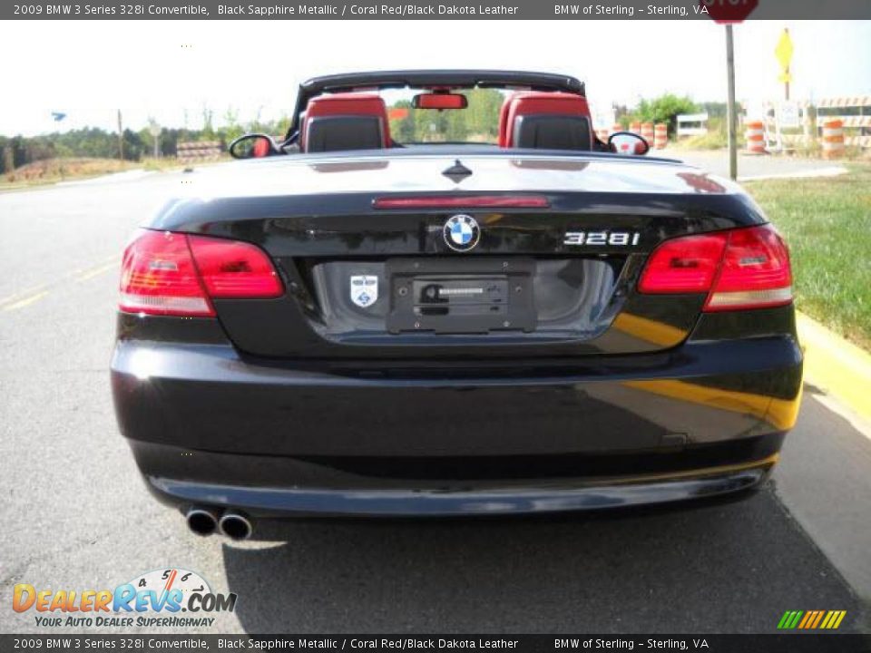 2009 BMW 3 Series 328i Convertible Black Sapphire Metallic / Coral Red/Black Dakota Leather Photo #4