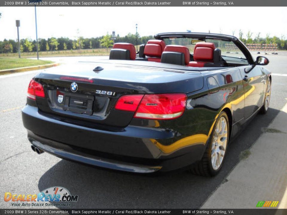 2009 BMW 3 Series 328i Convertible Black Sapphire Metallic / Coral Red/Black Dakota Leather Photo #5