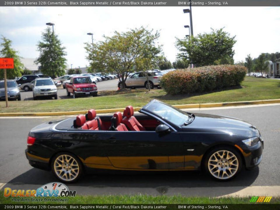 2009 BMW 3 Series 328i Convertible Black Sapphire Metallic / Coral Red/Black Dakota Leather Photo #6