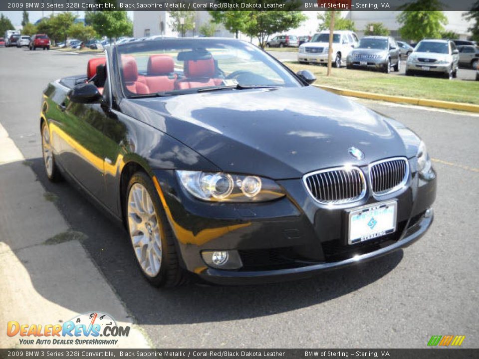 2009 BMW 3 Series 328i Convertible Black Sapphire Metallic / Coral Red/Black Dakota Leather Photo #7