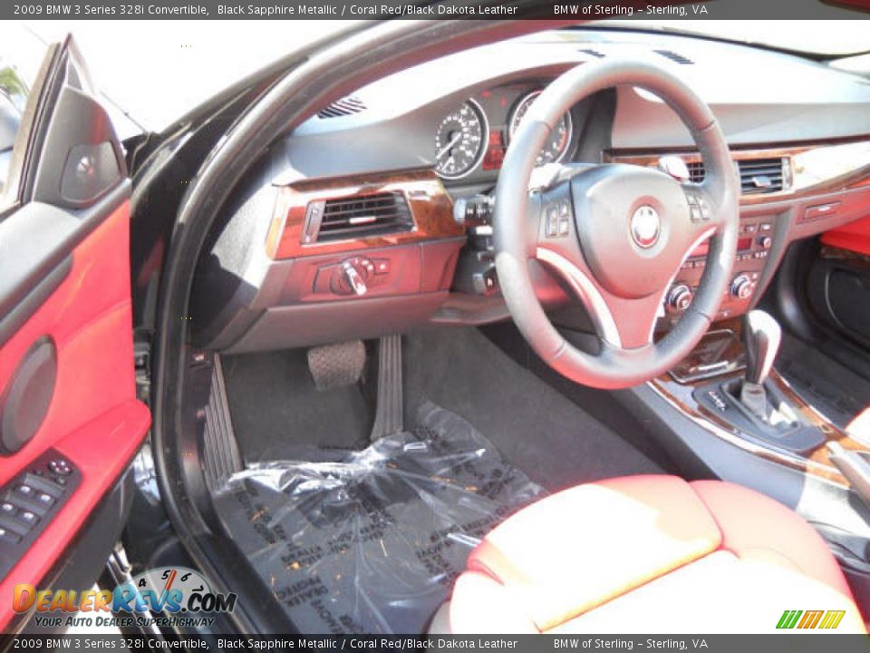2009 BMW 3 Series 328i Convertible Black Sapphire Metallic / Coral Red/Black Dakota Leather Photo #9