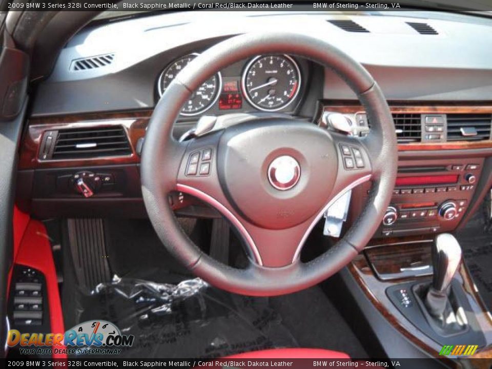 2009 BMW 3 Series 328i Convertible Black Sapphire Metallic / Coral Red/Black Dakota Leather Photo #10