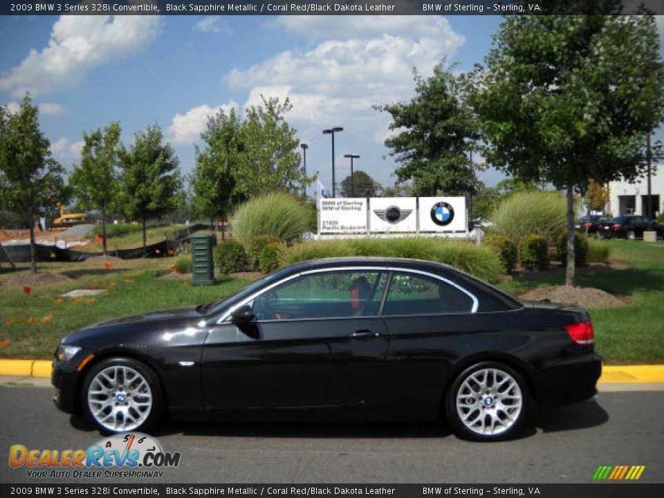 2009 BMW 3 Series 328i Convertible Black Sapphire Metallic / Coral Red/Black Dakota Leather Photo #14