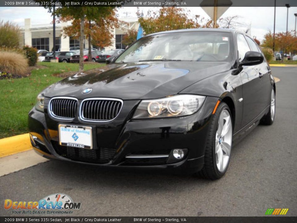 2009 BMW 3 Series 335i Sedan Jet Black / Grey Dakota Leather Photo #1