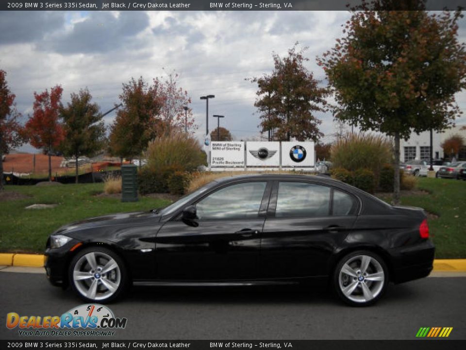 2009 BMW 3 Series 335i Sedan Jet Black / Grey Dakota Leather Photo #2