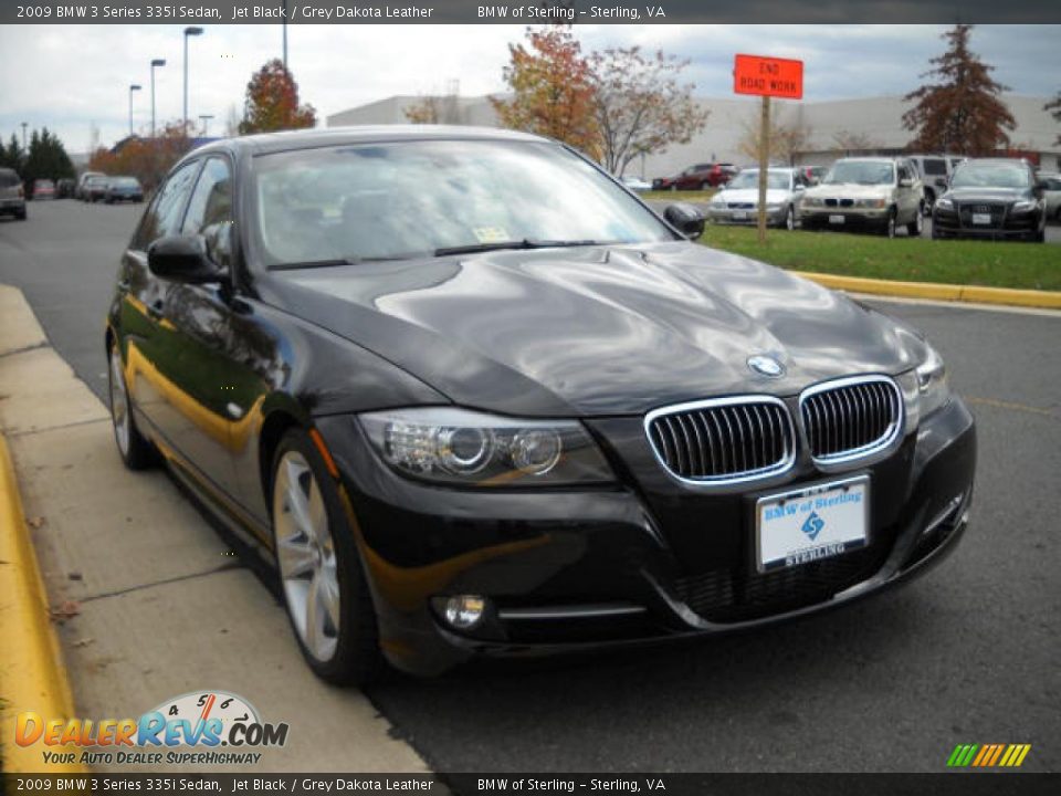 2009 BMW 3 Series 335i Sedan Jet Black / Grey Dakota Leather Photo #7