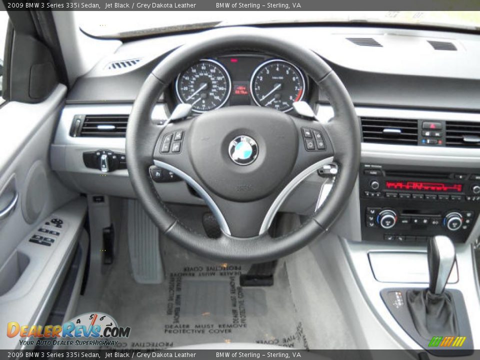2009 BMW 3 Series 335i Sedan Jet Black / Grey Dakota Leather Photo #10