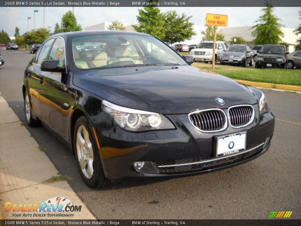 2008 BMW 5 Series 535xi Sedan Monaco Blue Metallic / Beige Photo #7