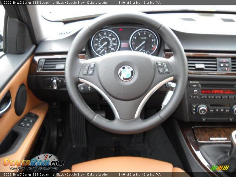 2009 BMW 3 Series 328i Sedan Jet Black / Saddle Brown Dakota Leather Photo #10