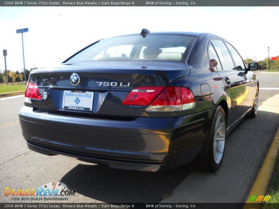 2006 BMW 7 Series 750Li Sedan Monaco Blue Metallic / Dark Beige/Beige III Photo #5