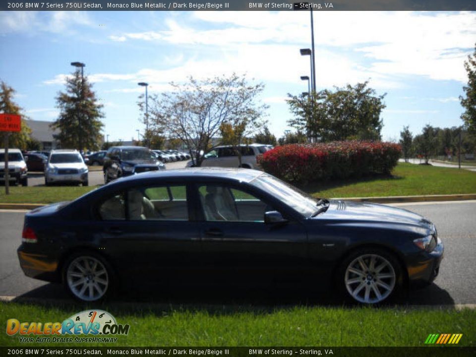 2006 BMW 7 Series 750Li Sedan Monaco Blue Metallic / Dark Beige/Beige III Photo #6