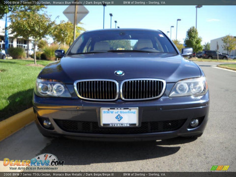 2006 BMW 7 Series 750Li Sedan Monaco Blue Metallic / Dark Beige/Beige III Photo #8