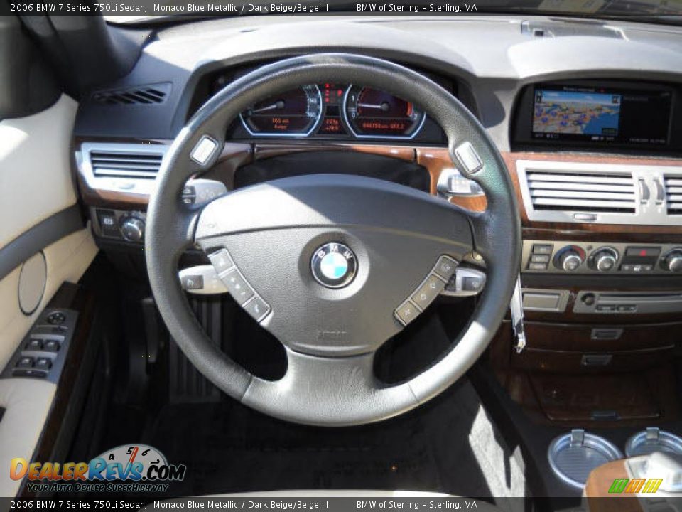 2006 BMW 7 Series 750Li Sedan Monaco Blue Metallic / Dark Beige/Beige III Photo #10