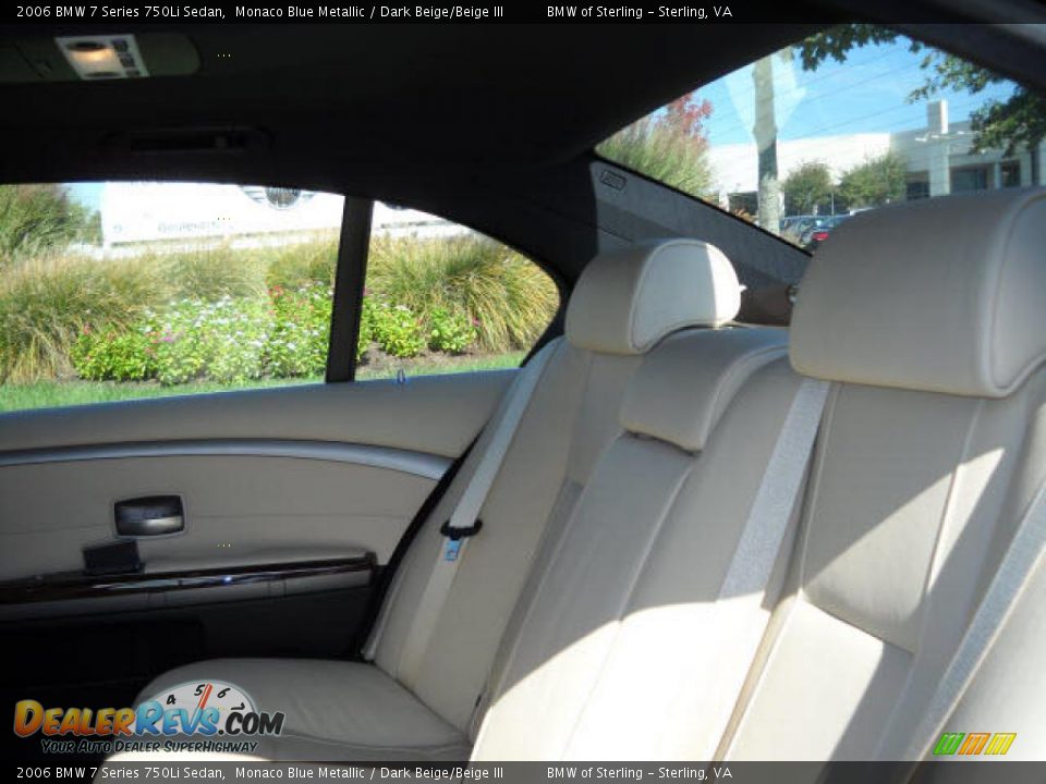 2006 BMW 7 Series 750Li Sedan Monaco Blue Metallic / Dark Beige/Beige III Photo #12