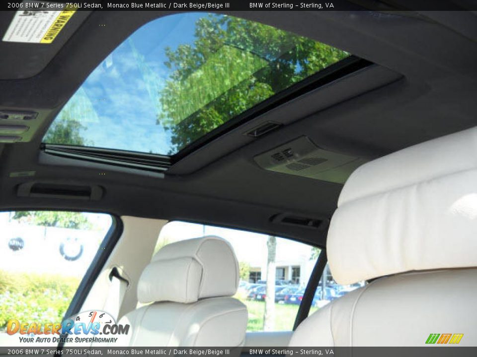2006 BMW 7 Series 750Li Sedan Monaco Blue Metallic / Dark Beige/Beige III Photo #13