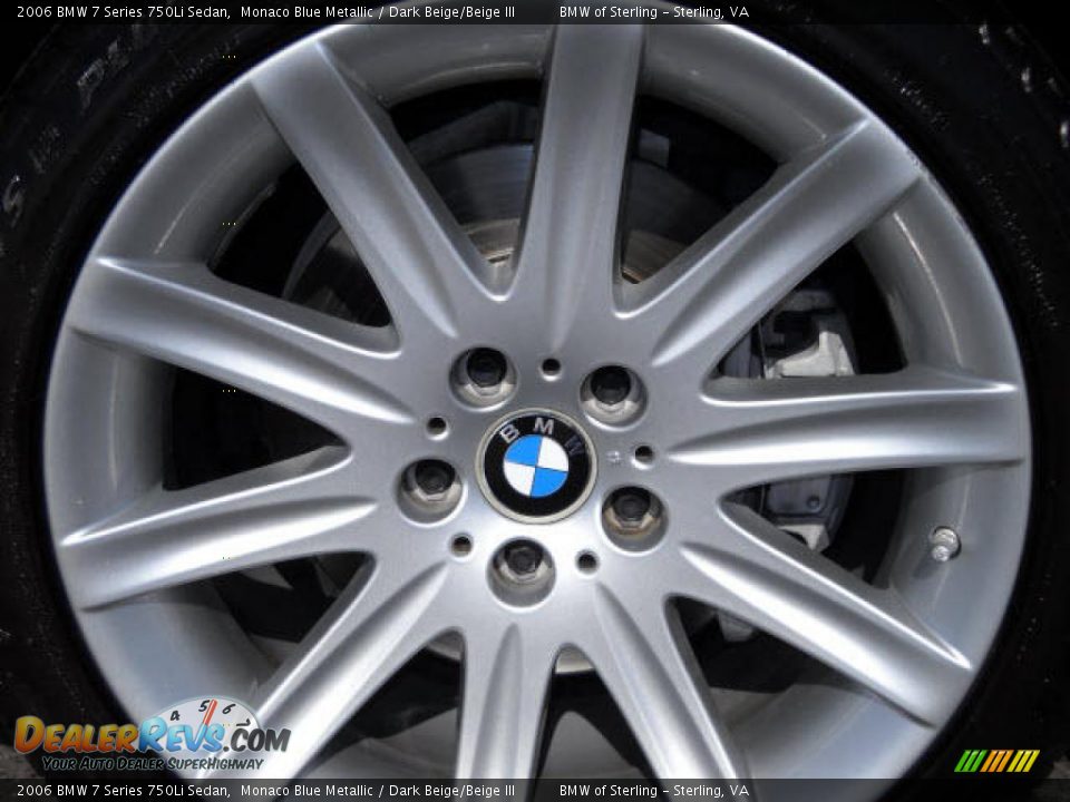 2006 BMW 7 Series 750Li Sedan Monaco Blue Metallic / Dark Beige/Beige III Photo #15