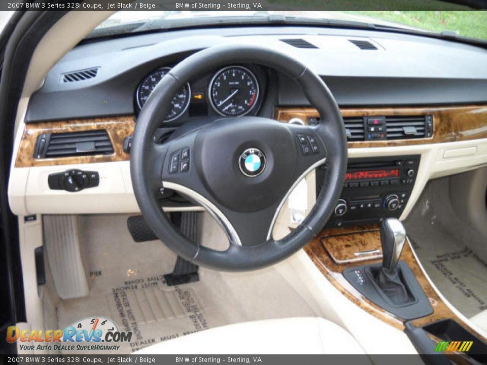 2007 BMW 3 Series 328i Coupe Jet Black / Beige Photo #10