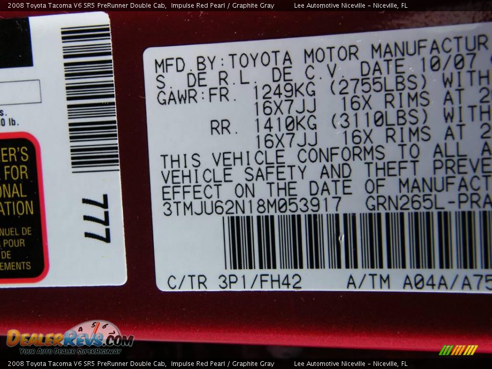 2008 Toyota Tacoma V6 SR5 PreRunner Double Cab Impulse Red Pearl / Graphite Gray Photo #28