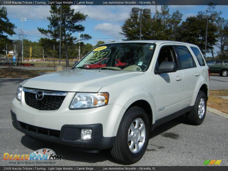 2008 Mazda Tribute i Touring Light Sage Metallic / Camel Beige Photo #1