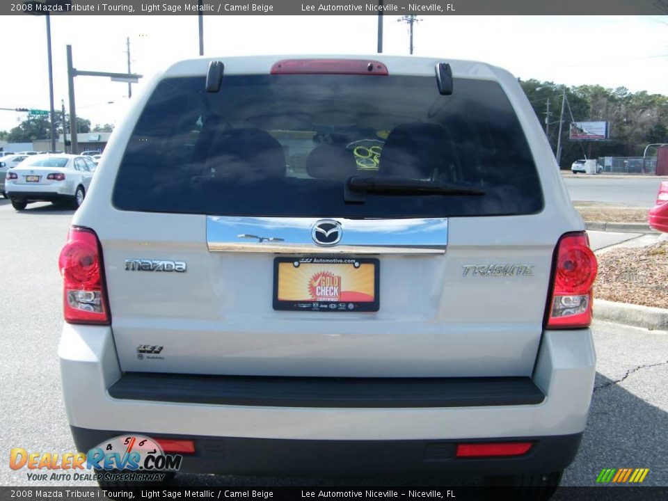 2008 Mazda Tribute i Touring Light Sage Metallic / Camel Beige Photo #4