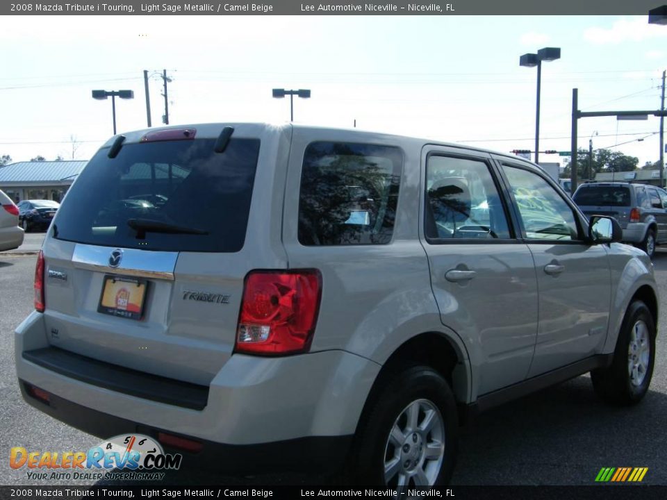 2008 Mazda Tribute i Touring Light Sage Metallic / Camel Beige Photo #5