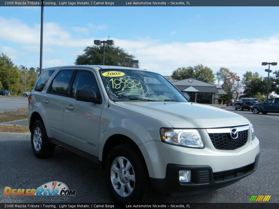 2008 Mazda Tribute i Touring Light Sage Metallic / Camel Beige Photo #7