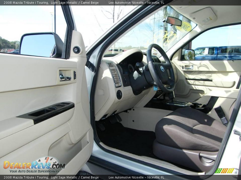 2008 Mazda Tribute i Touring Light Sage Metallic / Camel Beige Photo #13