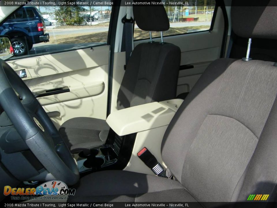 2008 Mazda Tribute i Touring Light Sage Metallic / Camel Beige Photo #14