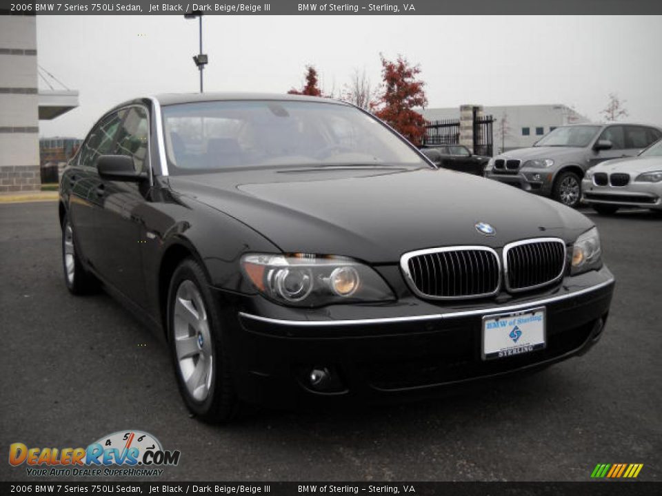 2006 BMW 7 Series 750Li Sedan Jet Black / Dark Beige/Beige III Photo #7