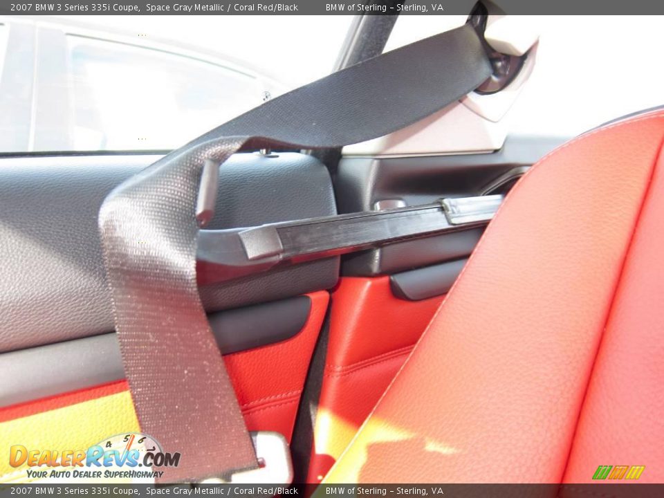 2007 BMW 3 Series 335i Coupe Space Gray Metallic / Coral Red/Black Photo #19