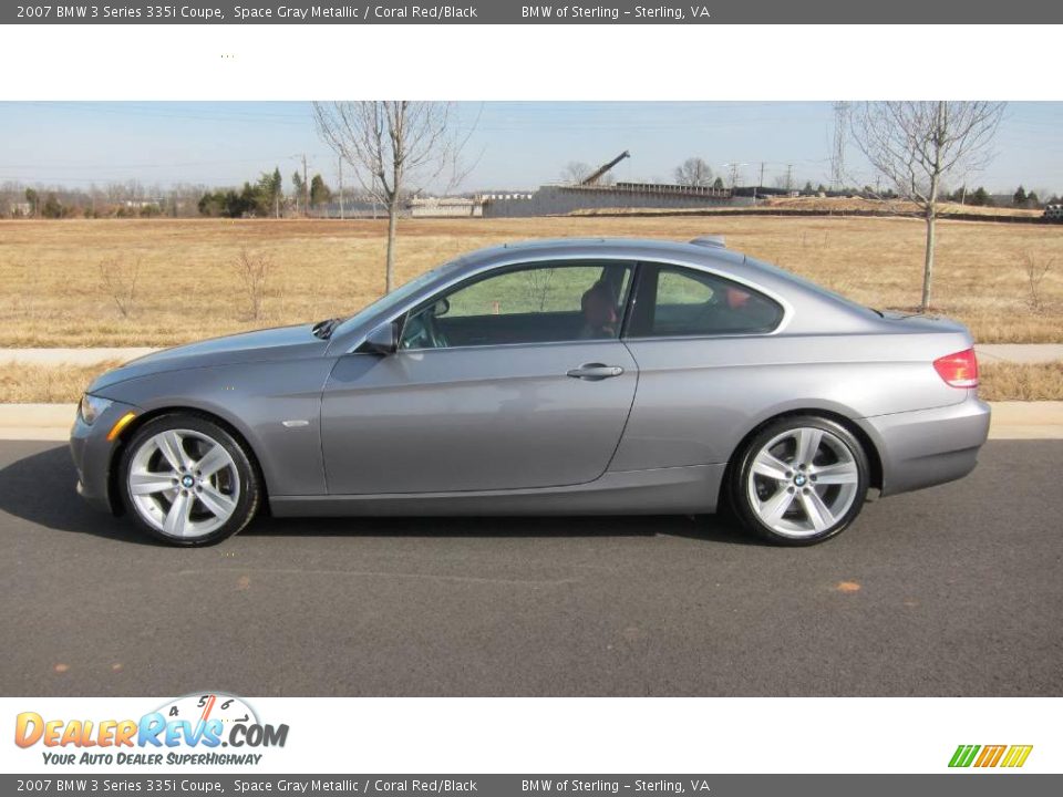 2007 BMW 3 Series 335i Coupe Space Gray Metallic / Coral Red/Black Photo #33