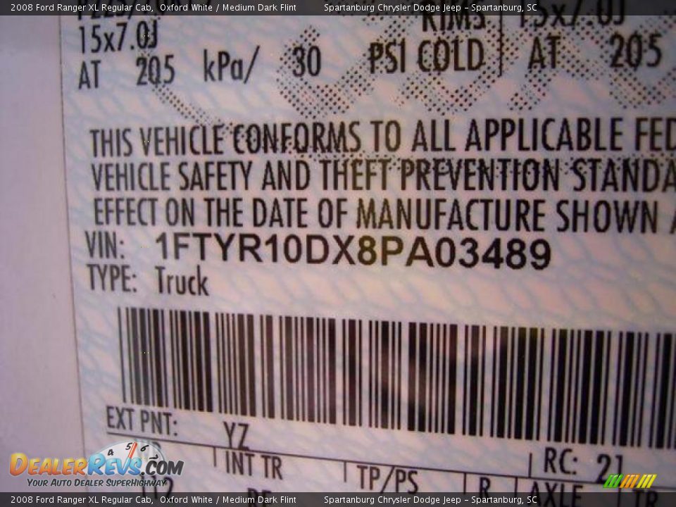 2008 Ford Ranger XL Regular Cab Oxford White / Medium Dark Flint Photo #18