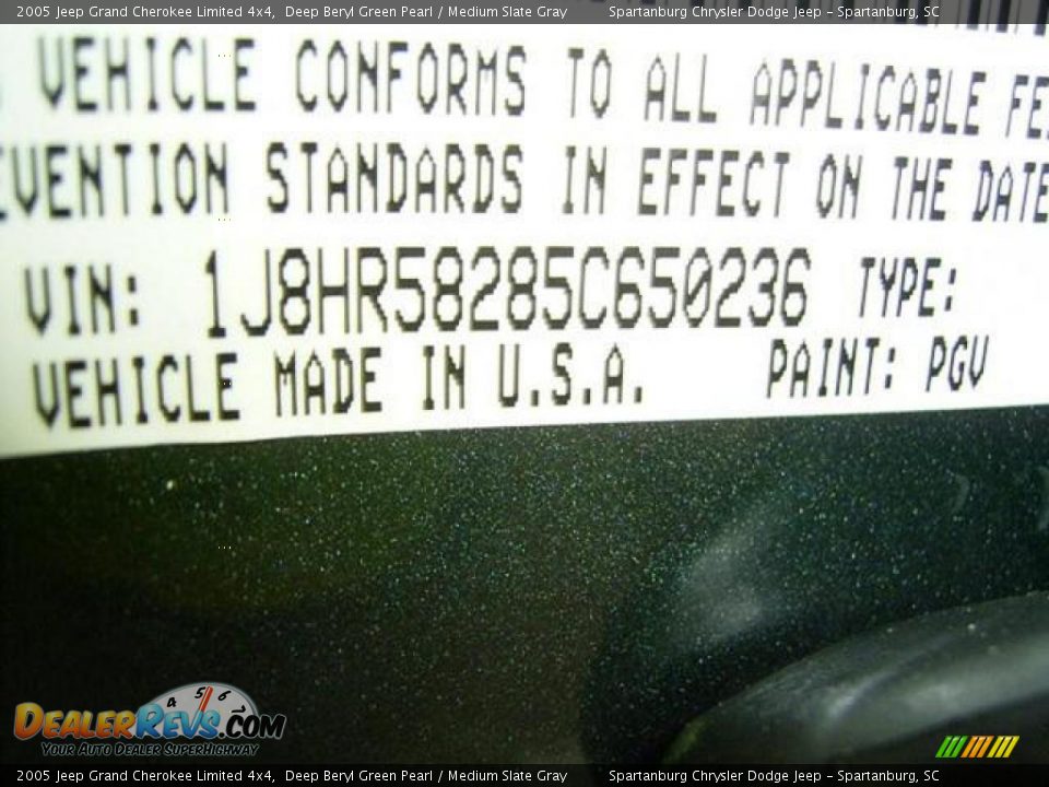 2005 Jeep Grand Cherokee Limited 4x4 Deep Beryl Green Pearl / Medium Slate Gray Photo #25