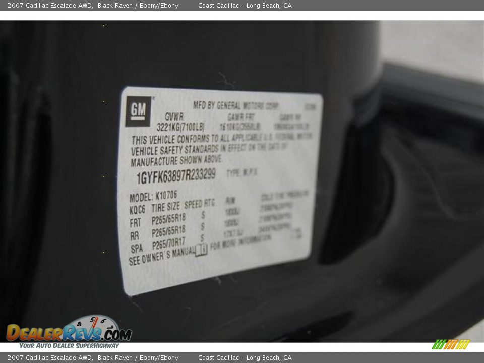 2007 Cadillac Escalade AWD Black Raven / Ebony/Ebony Photo #13